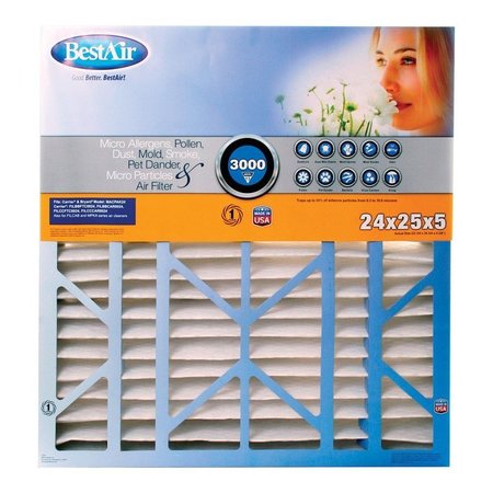 B & K BestAir 24 in. W X 25 in. H X 5 in. D 13 MERV Pleated Air Filter CB2425-13R